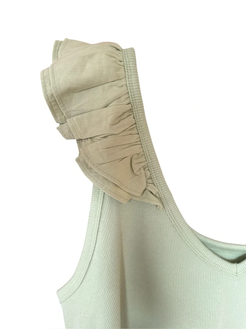 Old Navy Ruffled Shoulder V‑Neck Tank Top - Sage Green. Women’s Size 2x. BNWT - Picture 3 of 5